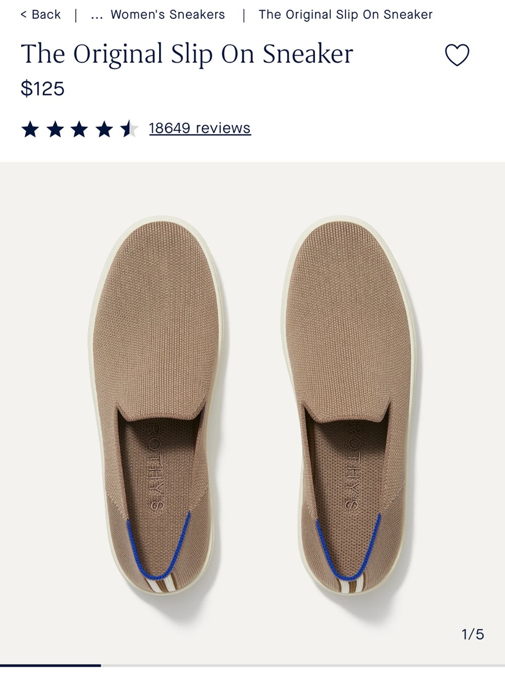 Rothy’s The Original Slip On Sneaker Women’s Size 8 - Taupe